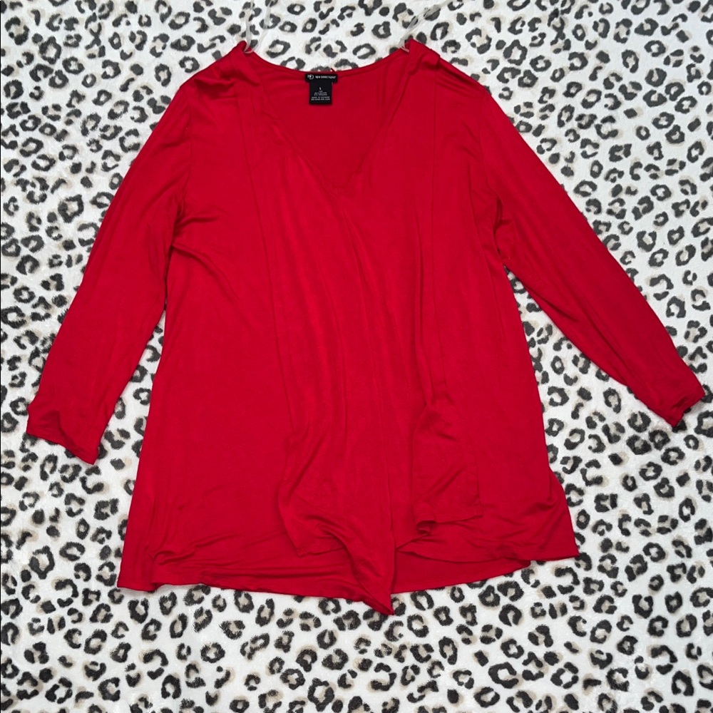 New Directions Vibrant Red 3/4 Sleeve Top